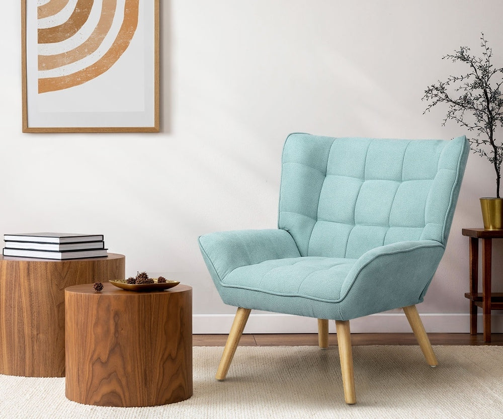 ACH-A3-BL Oikiture Armchair Fabric Upholstered Tub Chair Blue