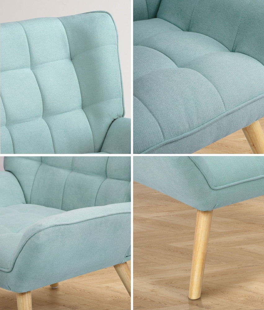 ACH-A3-BL Oikiture Armchair Fabric Upholstered Tub Chair Blue