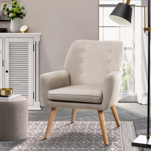 ACH-A6-BG Oikiture Armchair Linen Fabric Beige