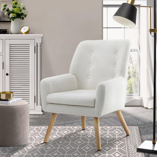 ACH-A6-SP-WH Oikiture Armchair Sherpa White