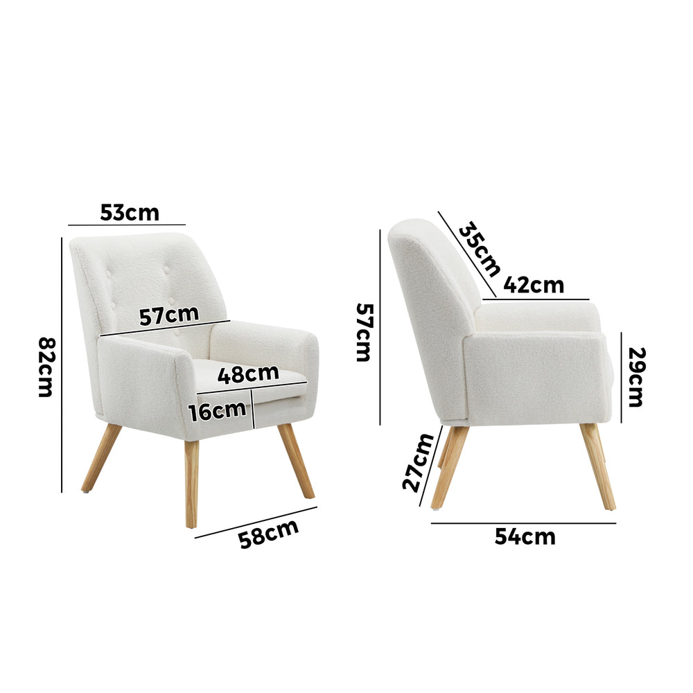 ACH-A6-SP-WH Oikiture Armchair Sherpa White