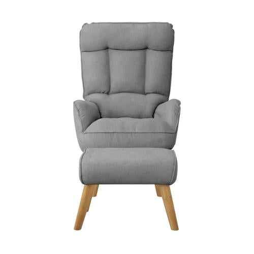 ACH-ST-TRON-GY Oikiture Armchair wit Stool 360° Swivel Seat Grey