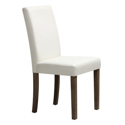 White chair with wooden legs on a white background