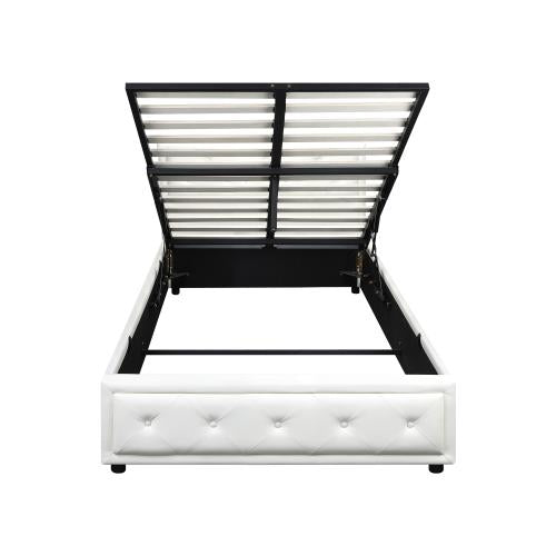 BF-B-ENZO-KS-WH-ABC Oikiture King Single Bed Frame with Storage Space Gas Lift White