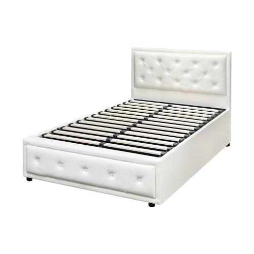 BF-B-ENZO-KS-WH-ABC Oikiture King Single Bed Frame with Storage Space Gas Lift White