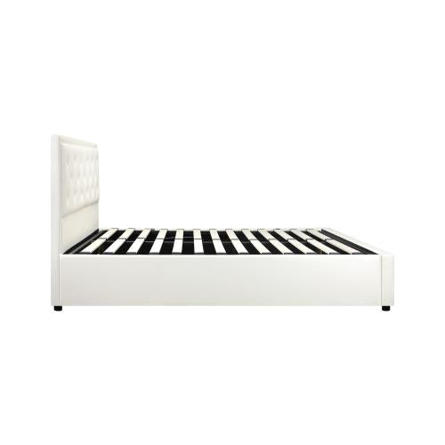 BF-B-ENZO-KS-WH-ABC Oikiture King Single Bed Frame with Storage Space Gas Lift White