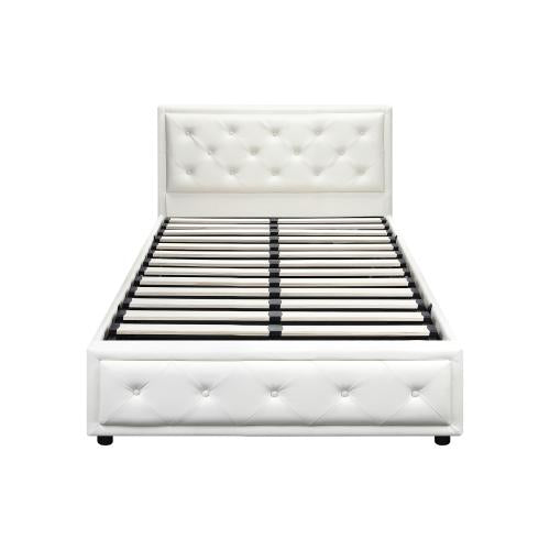 BF-B-ENZO-KS-WH-ABC Oikiture King Single Bed Frame with Storage Space Gas Lift White