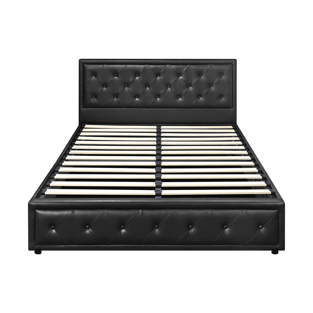 BF-B-ENZO-Q-BK-ABC Oikiture Queen Bed Frame with Storage Space Gas Lift Black