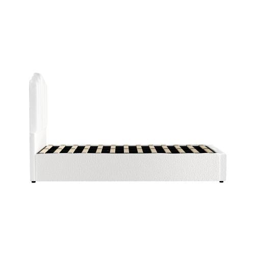 BF-B-KLON-KS-WH-ABC Oikiture Bed Frame White Color King Single Size Gas Lift Bed Base With Storage