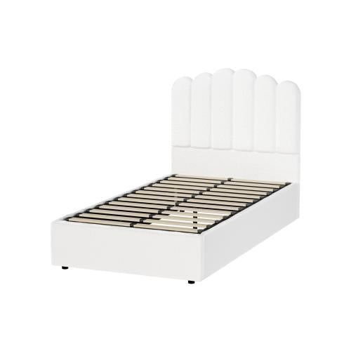 BF-B-KLON-KS-WH-ABC Oikiture Bed Frame White Color King Single Size Gas Lift Bed Base With Storage