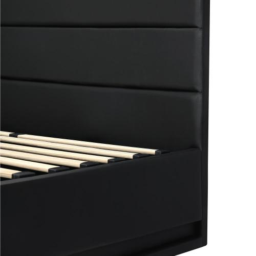 BF-B-LAYZ-K-BK-ABC Oikiture Bed Frame King Size Bed Platform RGB LED Gas Lift Base Storage Grey