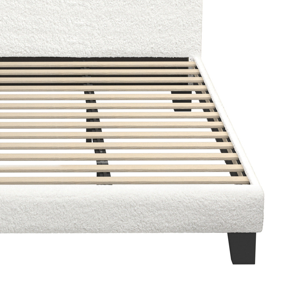 BF-B-VANK-KS-SP-WH-AB King Single Bed Frame King Single Size Mattress Base Boucle Fabric Platform Wooden