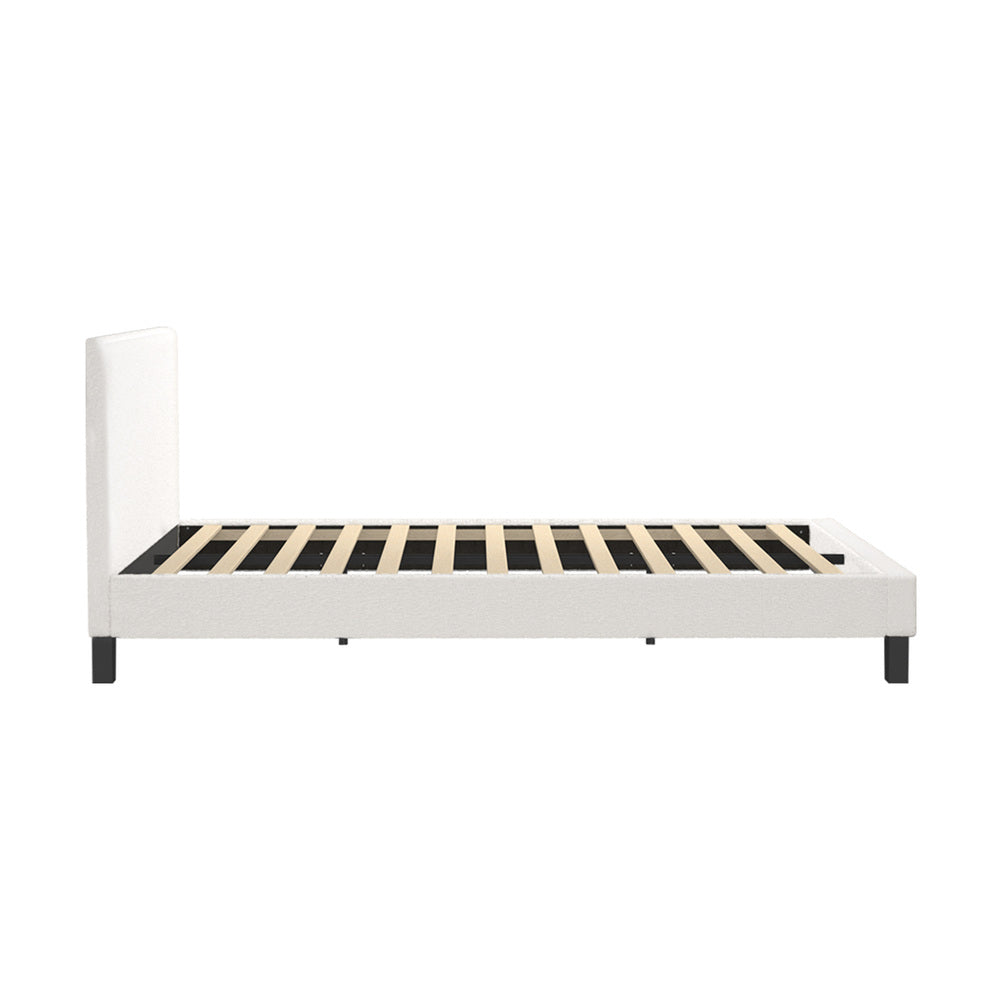 BF-B-VANK-KS-SP-WH-AB King Single Bed Frame King Single Size Mattress Base Boucle Fabric Platform Wooden