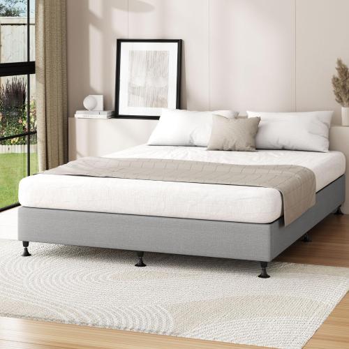 BF-B-ZICO-Q-GY-AB Oikiture Bed Frame Queen Size Fabric Grey