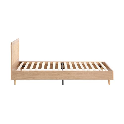 BF-LUNA-KS-WD-AB Oikiture Wooden Bed Frame King Single Rattan Headboard