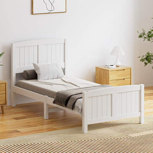 BF-W-B-META-S-WH Oikiture Bed Frame Singe Size Timber Platform White