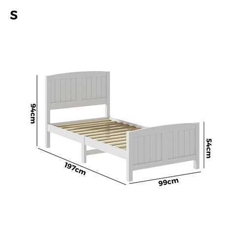 BF-W-B-META-S-WH Oikiture Bed Frame Singe Size Timber Platform White