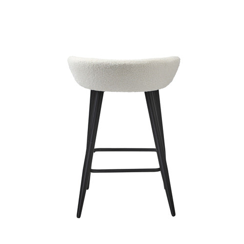 BS-ESP-SP-BKWH-2PC Oikiture Bar Stools Set of 2 Kitchen Dining Chairs Counter Stool White Boucle
