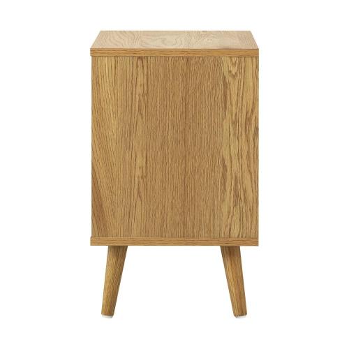 BT-A26-UCAN-WD Oikiture Bedside Tables 2 Drawers Side Table Nightstand Storage Cabinet Wood