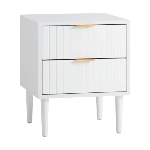 BT-PUTI-WH Oikiture Bedside Table 2 Drawers Storage Unit White