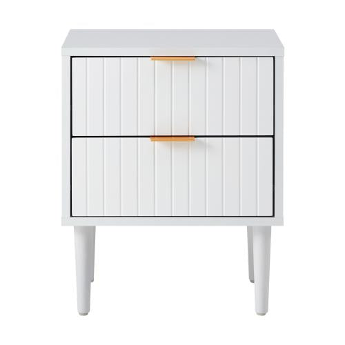 BT-PUTI-WH Oikiture Bedside Table 2 Drawers Storage Unit White