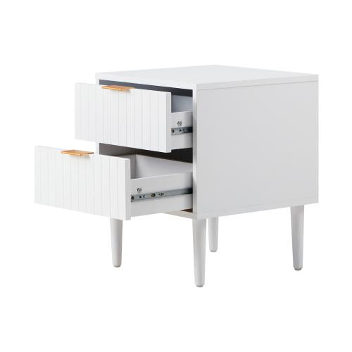 BT-PUTI-WH Oikiture Bedside Table 2 Drawers Storage Unit White