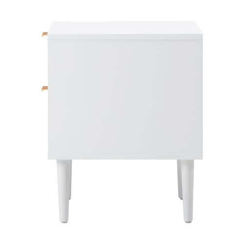BT-PUTI-WH Oikiture Bedside Table 2 Drawers Storage Unit White