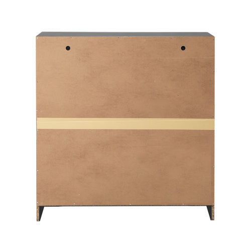 COD-A25-5D-BK-AB Oikiture 5 Chest of Drawers Dresser Storage Cabinet Tallboy Rattan Black