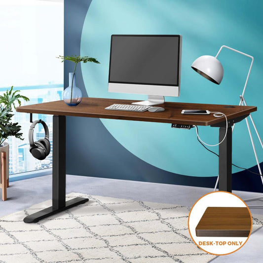 DB-14-WN Oikiture Standing Desk Top with Drilled Hole Walnut 140x70cm