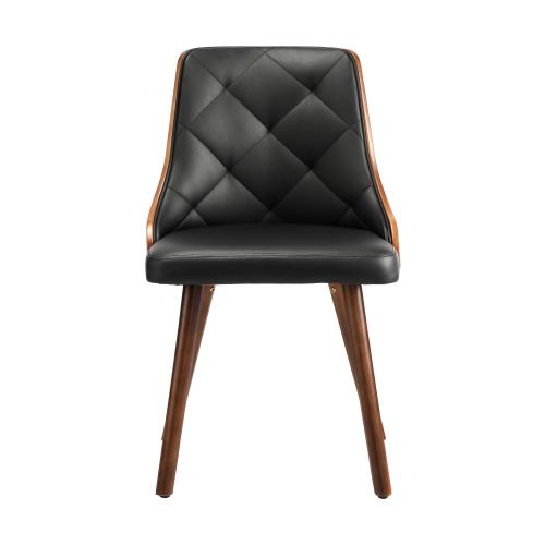DCH-AIC-BEN-BK-2PC Oikiture Dining Chairs Kitchen Lounge Cafe Seat Retro PU/ Fabric Leather x2 Black