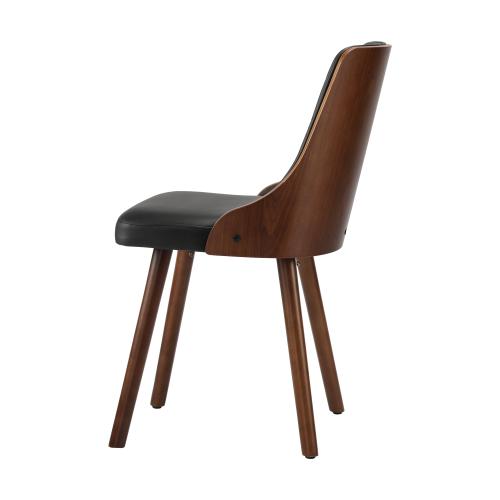 DCH-AIC-BEN-BK-2PC Oikiture Dining Chairs Kitchen Lounge Cafe Seat Retro PU/ Fabric Leather x2 Black