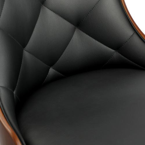 DCH-AIC-BEN-BK-2PC Oikiture Dining Chairs Kitchen Lounge Cafe Seat Retro PU/ Fabric Leather x2 Black