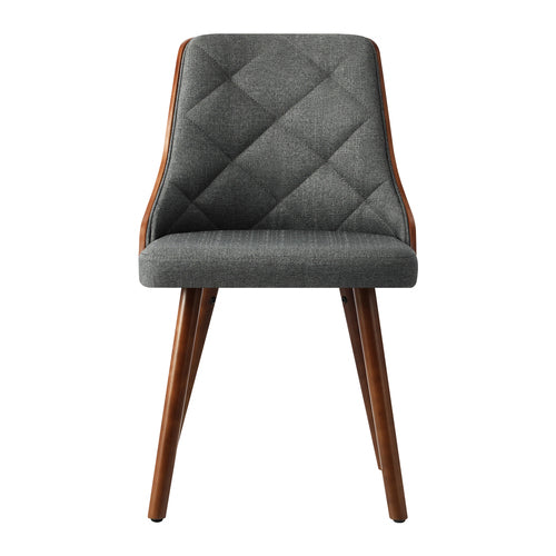 DCH-AIC-BEN-GY-2PC Oikiture Dining Chairs Wooden Faux Leather Seatx2 Grey