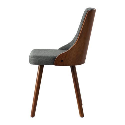 DCH-AIC-BEN-GY-2PC Oikiture Dining Chairs Wooden Faux Leather Seatx2 Grey