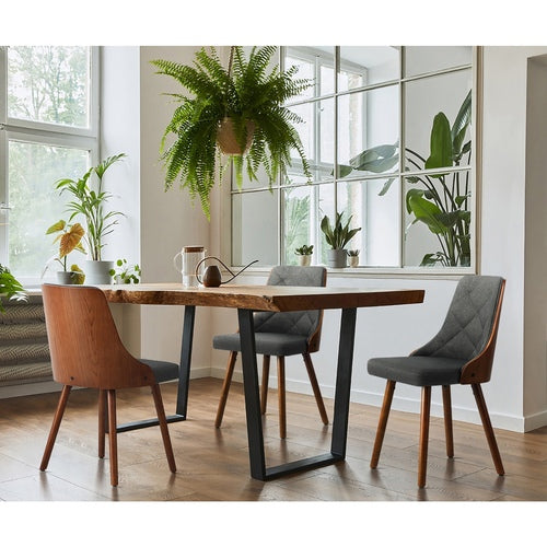 DCH-AIC-BEN-GY-2PC Oikiture Dining Chairs Wooden Faux Leather Seatx2 Grey