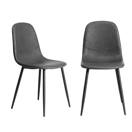 DCH-ECO-GY-2PC Oikiture 2x Dining Chairs Kitchen Accent Chair Lounge Room PU Leather Grey