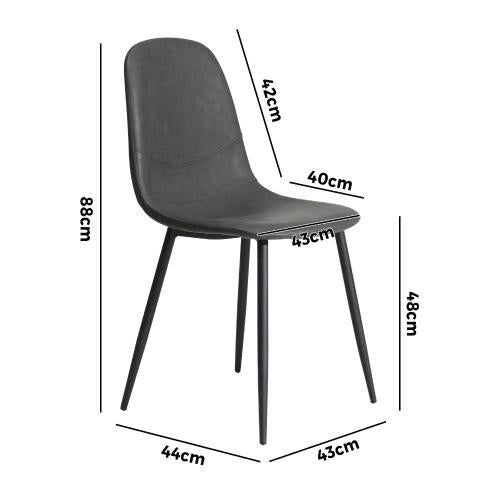 DCH-ECO-GY-2PC Oikiture 2x Dining Chairs Kitchen Accent Chair Lounge Room PU Leather Grey