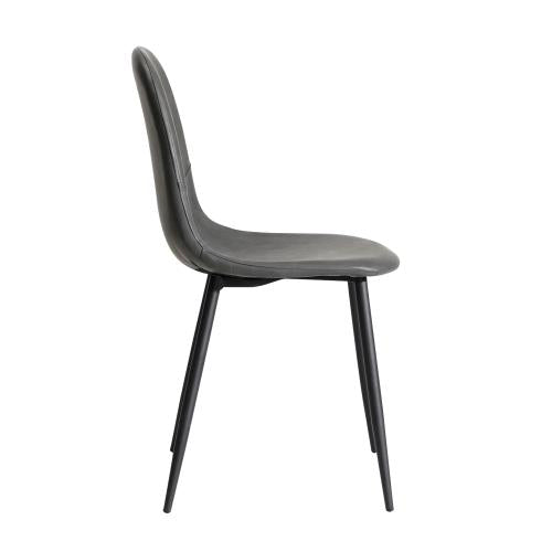 DCH-ECO-GY-2PC Oikiture 2x Dining Chairs Kitchen Accent Chair Lounge Room PU Leather Grey