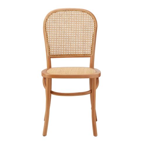 DCH-FJ-BALI-WD Oikiture Dining Chairs Wooden Rattan Beige
