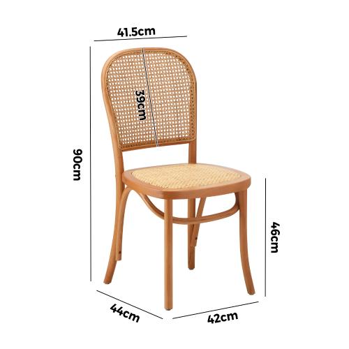 DCH-FJ-BALI-WD Oikiture Dining Chairs Wooden Rattan Beige