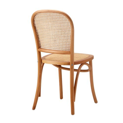 DCH-FJ-BALI-WD Oikiture Dining Chairs Wooden Rattan Beige