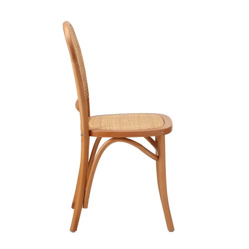 DCH-FJ-BALI-WD Oikiture Dining Chairs Wooden Rattan Beige