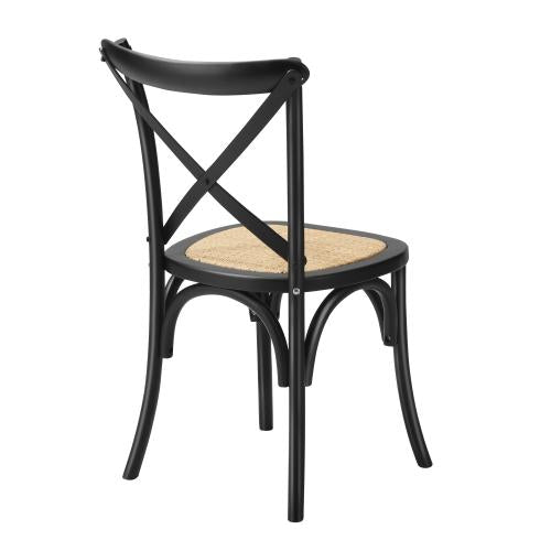 DCH-FJ-KRO-BK-2PC Oikiture Set of 2 Dining Chair with Crossback Timber Wooden Kitchen Chair Home Furniture Black