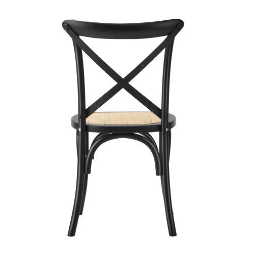 DCH-FJ-KRO-BK-2PC Oikiture Set of 2 Dining Chair with Crossback Timber Wooden Kitchen Chair Home Furniture Black