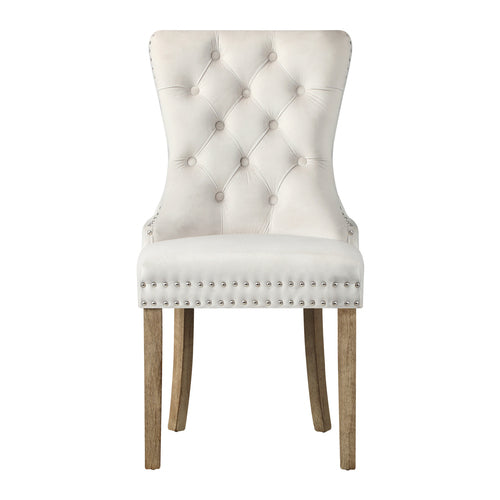 DCH-MACO-BG-2PC Oikiture 2x Velvet Dining Chairs Upholstered French Provincial Tufted Kitchen