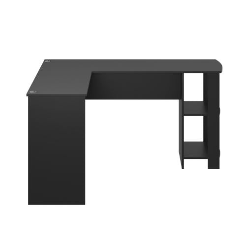 DK-VJ-CONR-F9-BK-AB Oikiture L-shape Computer Desk Home Office Writing Desk w/ Storage Shelves Black