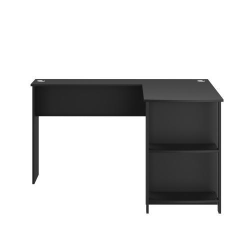 DK-VJ-CONR-F9-BK-AB Oikiture L-shape Computer Desk Home Office Writing Desk w/ Storage Shelves Black