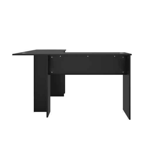 DK-VJ-CONR-F9-BK-AB Oikiture L-shape Computer Desk Home Office Writing Desk w/ Storage Shelves Black