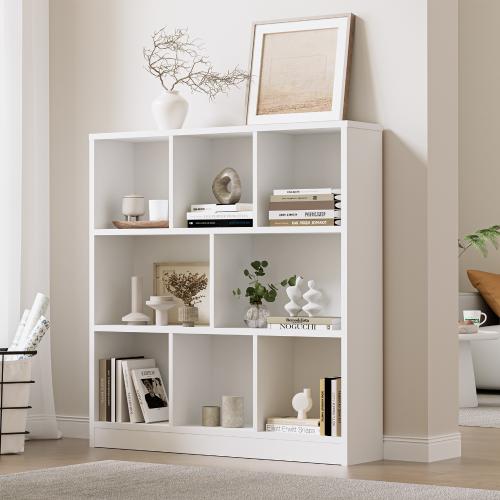 DS-VJ-GENI-WH Oikiture Bookshelf Bookcase Display Shelves Unit Storage Organizer Stand White