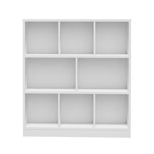 DS-VJ-GENI-WH Oikiture Bookshelf Bookcase Display Shelves Unit Storage Organizer Stand White